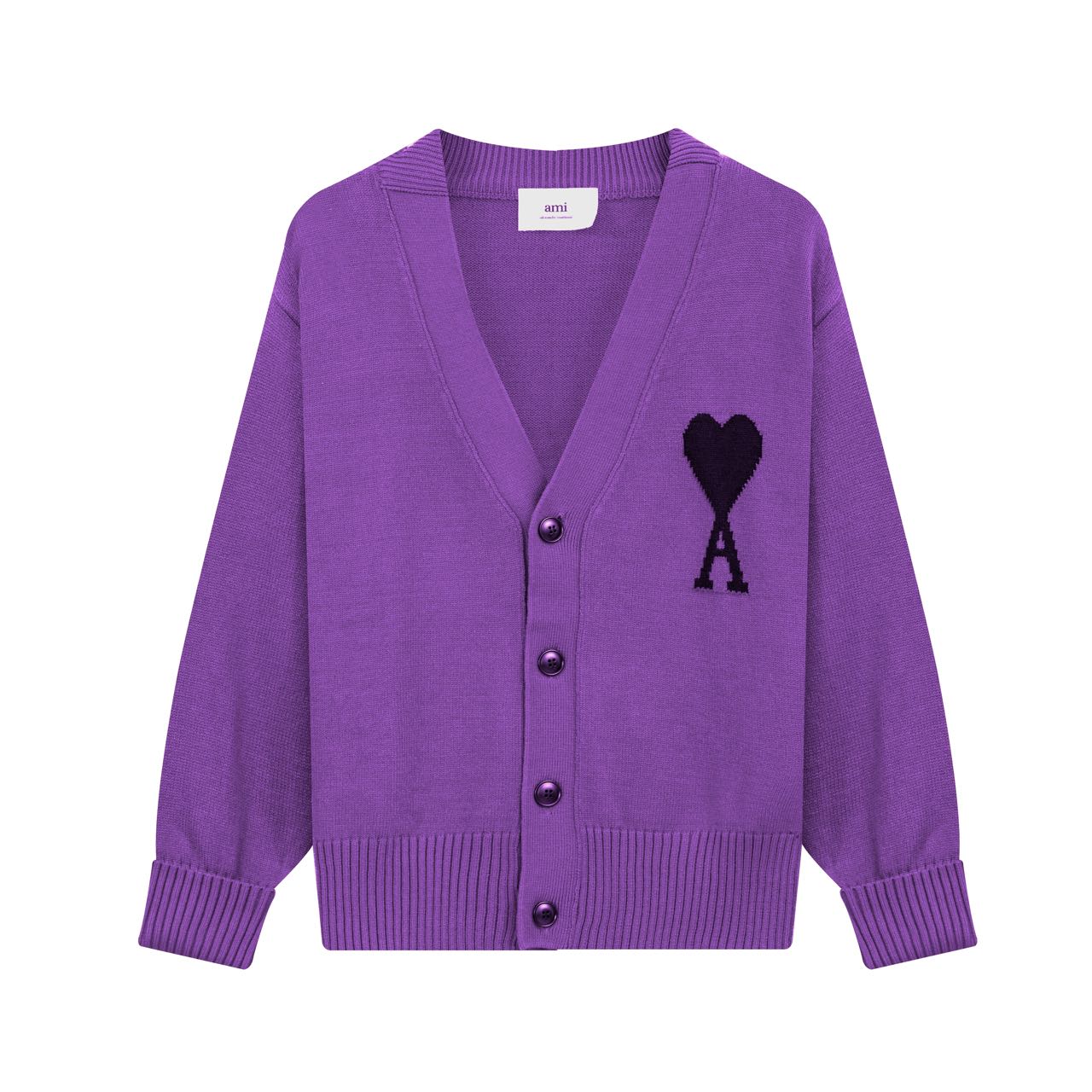 Ami Paris love sweater jacquard cardigan V-neck wool sweater loose men’s and women’s same style couple coat