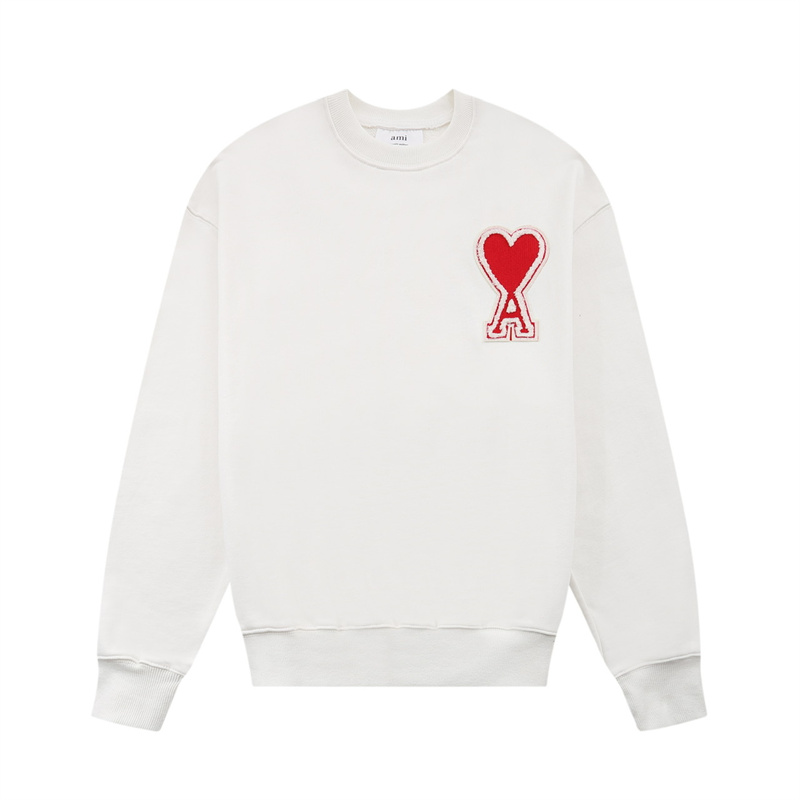 Ami paris round neck sweater men’s and women’s same pullover loose couple’s autumn and winter classic embroidered long-sleeved top