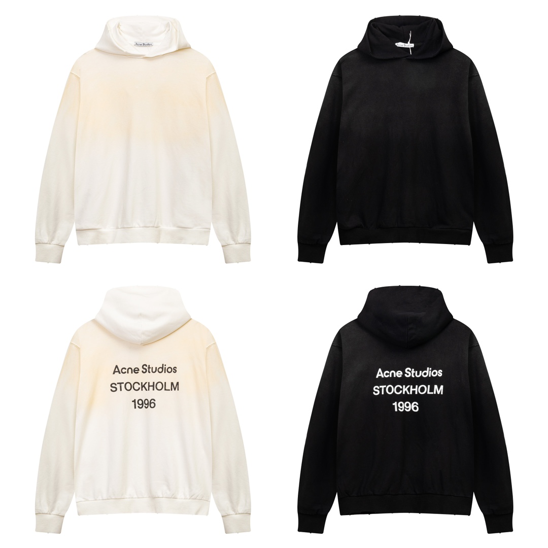 Top version AS 24SS new back 1996 letter printing heavy industry washed worn-out gradient hooded sweater