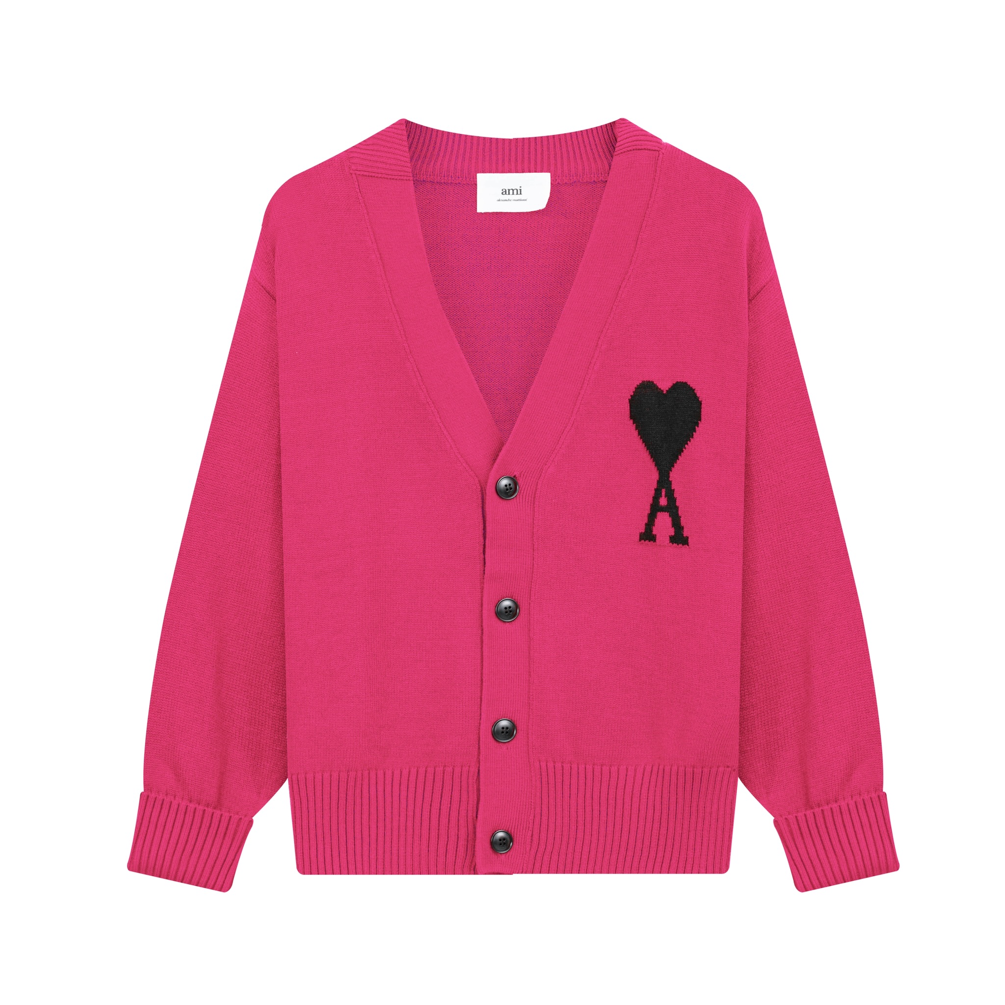 Ami Paris love sweater jacquard cardigan V-neck wool sweater loose men’s and women’s same style couple coat
