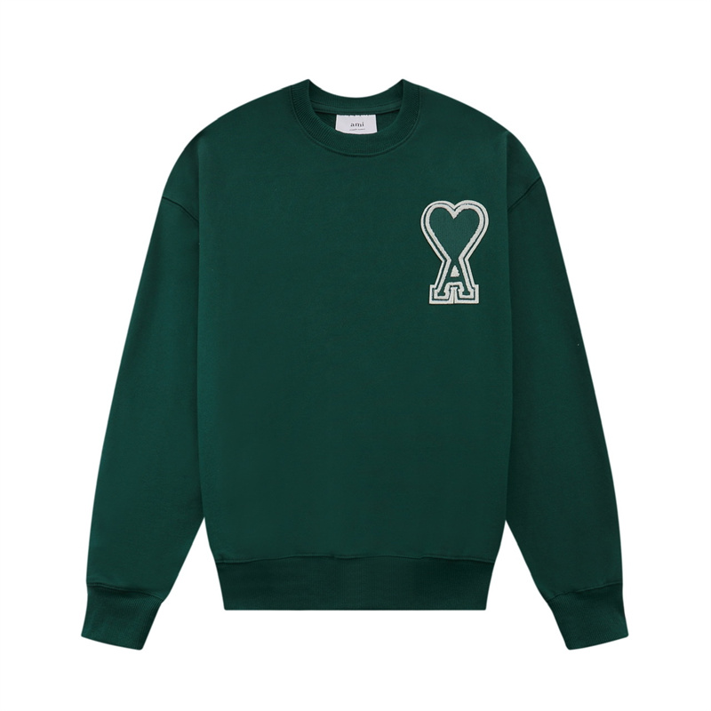 Ami paris round neck sweater men’s and women’s same pullover loose couple’s autumn and winter classic embroidered long-sleeved top