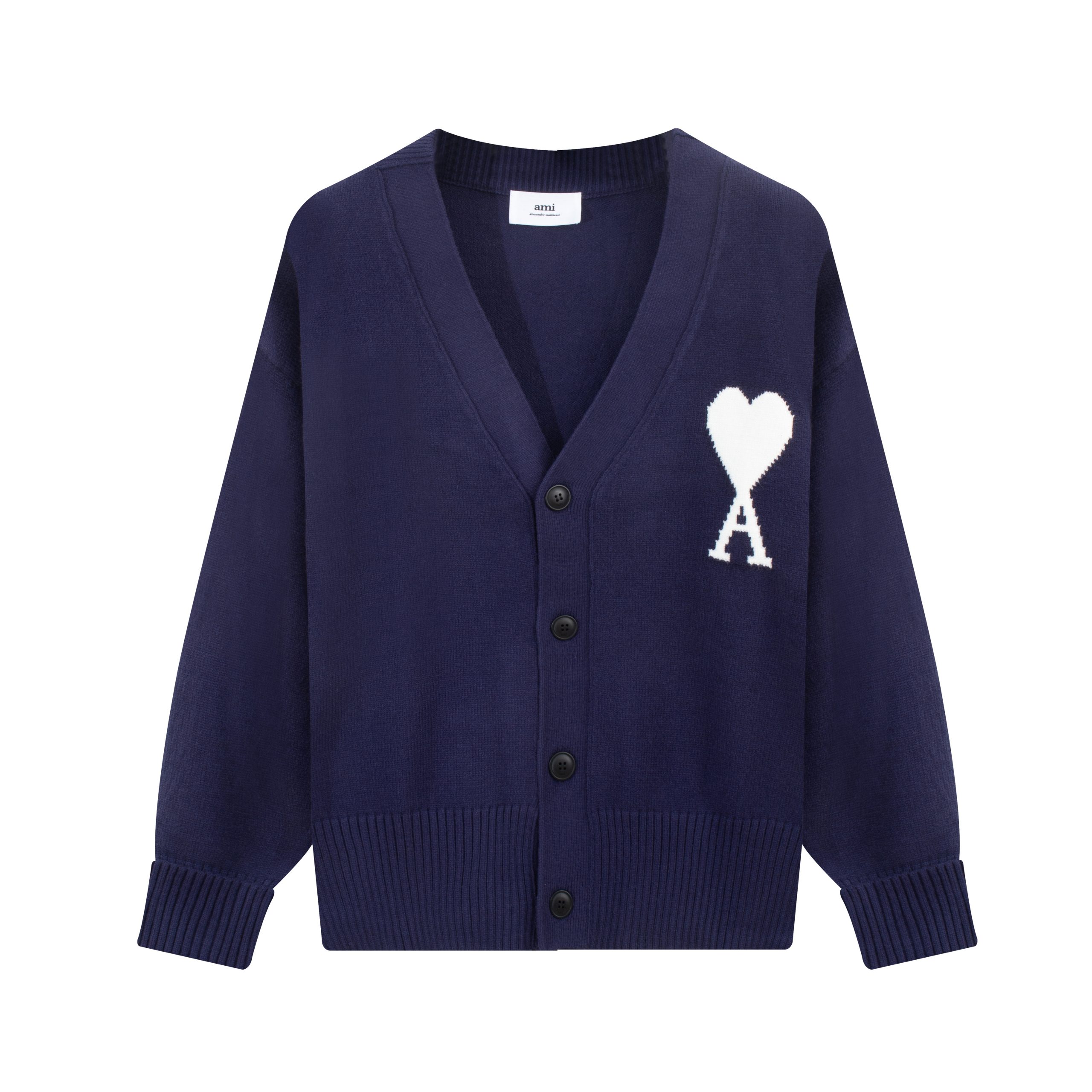Ami Paris love sweater jacquard cardigan V-neck wool sweater loose men’s and women’s same style couple coat