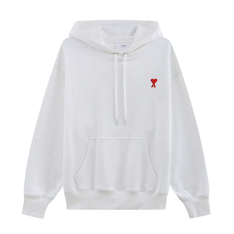AMI paris embroidered hoodie men’s casual couple sweater small love embroidered Macron color matching top