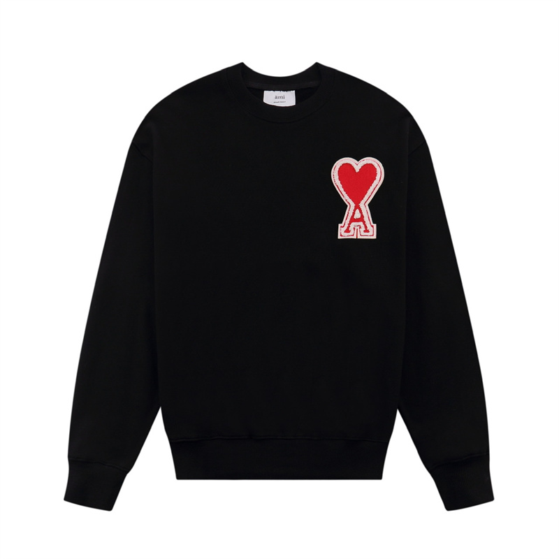 Ami paris round neck sweater men’s and women’s same pullover loose couple’s autumn and winter classic embroidered long-sleeved top