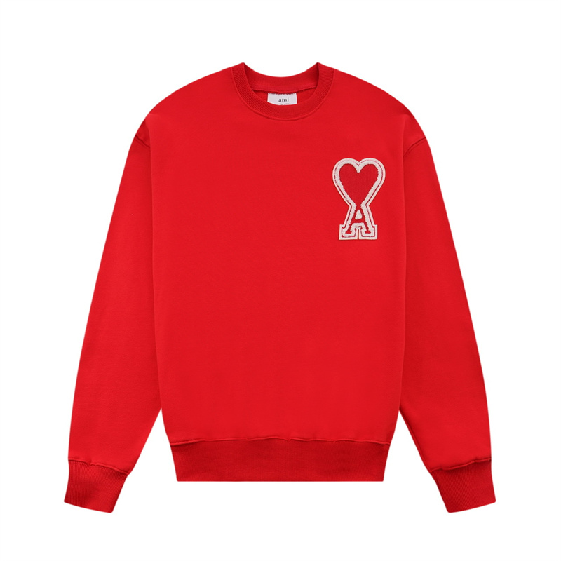 Ami paris round neck sweater men’s and women’s same pullover loose couple’s autumn and winter classic embroidered long-sleeved top